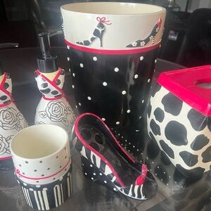 Elegant Black and White Polka Dot Decor Set